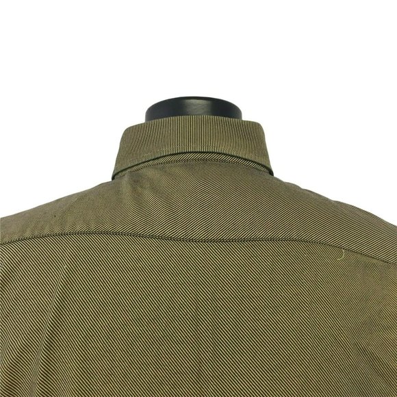 INGRAM Mens Casual Button Shirt L Italian L/S Brown Black Stripe Pocket Large - Picture 7 of 12